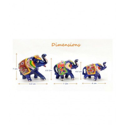 AFTERSTITCH Multicolour Earthenware Decorative Elephant - Pack of 3