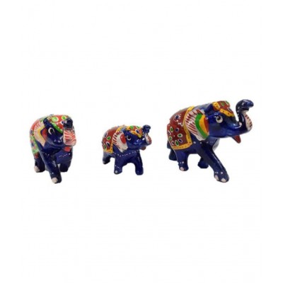 AFTERSTITCH Multicolour Earthenware Decorative Elephant - Pack of 3