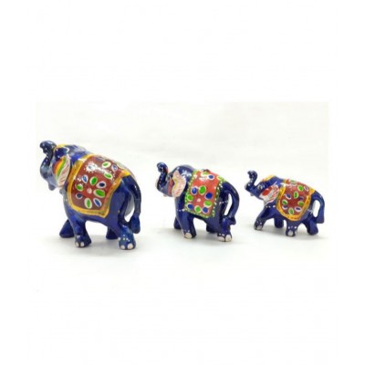 AFTERSTITCH Multicolour Earthenware Decorative Elephant - Pack of 3