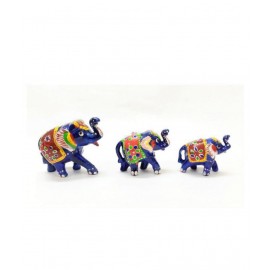 AFTERSTITCH Multicolour Earthenware Decorative Elephant - Pack of 3
