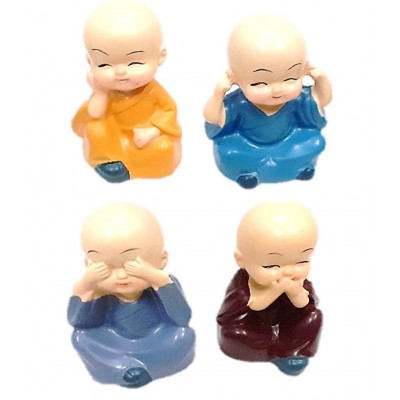 AFTERSTITCH monk set of 4 Acrylic Buddha Idol 6 x 4 cms Pack of 4