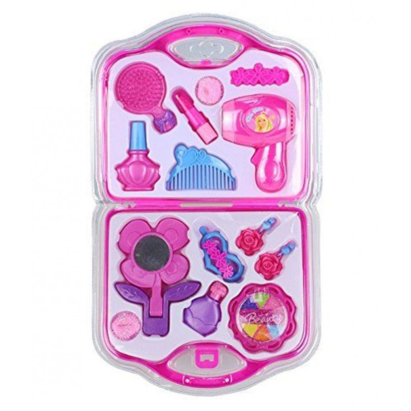 AJ@ Make-Up Beauty Set Make up case Make up Kit with Hair Dresser & Accessories Toy and Free Bands for Kids | Pretend Play Toy Set Makeup Accessories Girl's Beauty Make Up Kit Toy Set Pink