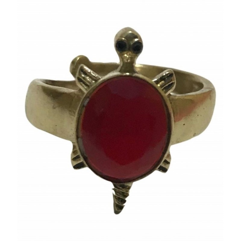 ASTRODIDI Brass Pink Zircon Kachua Tortoise Meru Ring Adjustable For Men and Women (Multicolor)