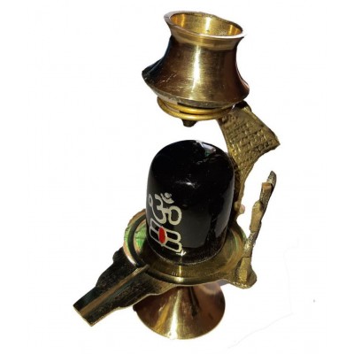 Aadigange Brass Shivling With Black Stone