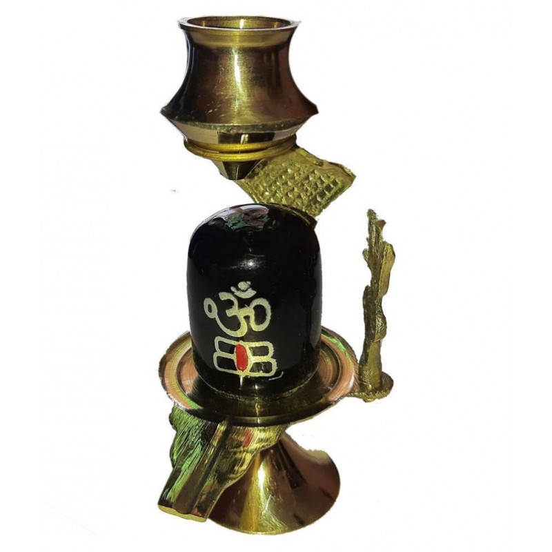 Aadigange Brass Shivling With Black Stone