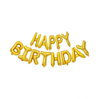 Aadya Craft & Decor Happy Birthday Decoration Kit Combo of 25 Pc. with Foil HBD Banner and Balloons (Gold)