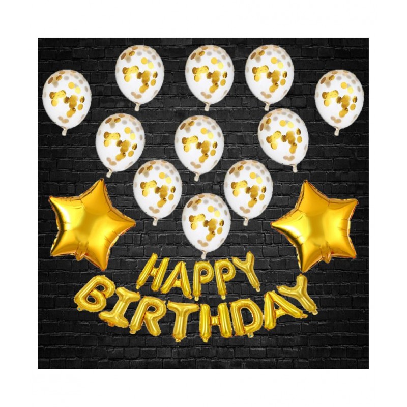 Aadya Craft & Decor Happy Birthday Decoration Kit Combo of 25 Pc. with Foil HBD Banner and Balloons (Gold)