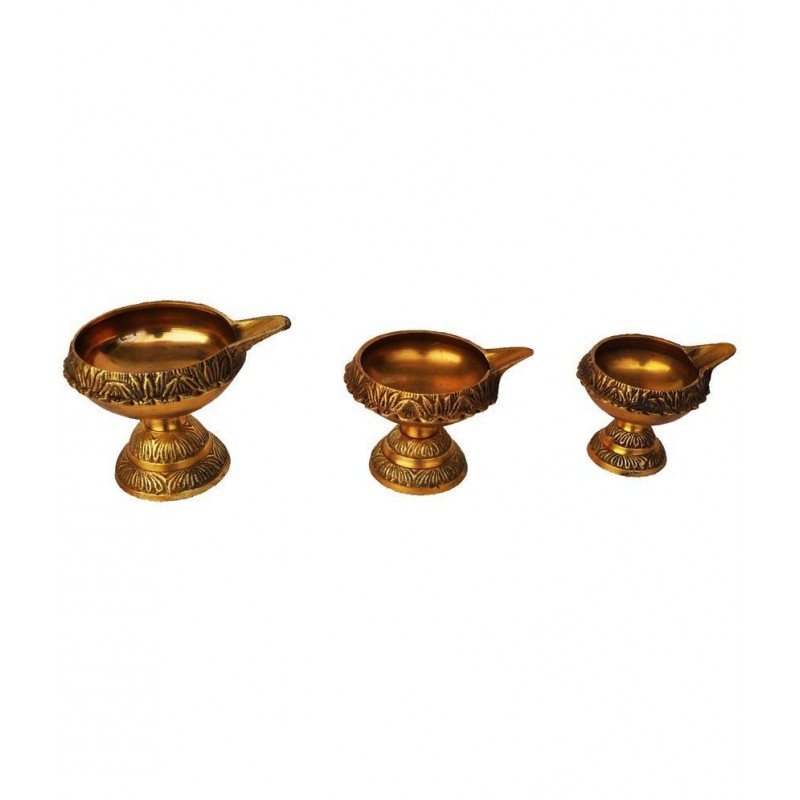 Aakrati Brown Brass Diya - Set of 3