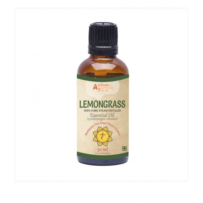 Aashman Ayurveda Pure Steam Distilled & Undiluted Essential Oil Lemon Grass Cymbopogon Citratus 50ML