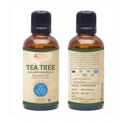 Aashman Ayurveda Pure Steam Distilled Eseential Oil Tea Tree Melaleuca Alternifolia 50ML