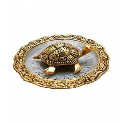 Abc Handicraft  Metal Tortoise With Glass Plate Feng Shui Metal Tortoise,Turtle Plate Yantra Vastu Feng Shui , Decorative Showpiece - 3 cm  (Brass, Gold)