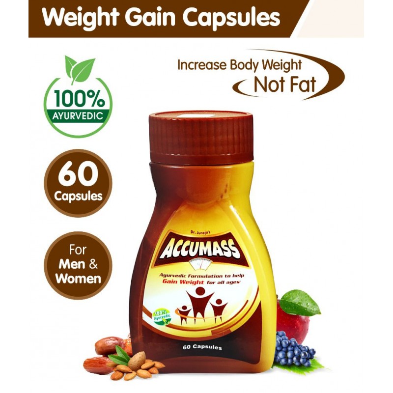 Accumass Weight Gain Capsules 60Caps, Pack of 1 (Ayurvedic Weight Gainer for Men & Women)