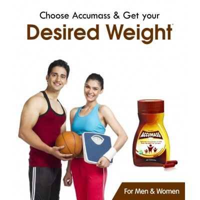 Accumass Weight Gain Capsules 60Caps, Pack of 2 (Ayurvedic Weight Gainer for Men & Women)