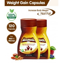 Accumass Weight Gain Capsules 60Caps, Pack of 2 (Ayurvedic Weight Gainer for Men & Women)