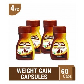 Accumass Weight Gain Capsules 60Caps (Pack of 4) Ayurvedic