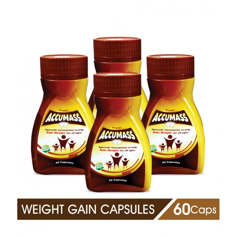 Accumass Weight Gain Capsules 60Caps, Pack of 4 (Ayurvedic Weight Gainer for Men & Women)