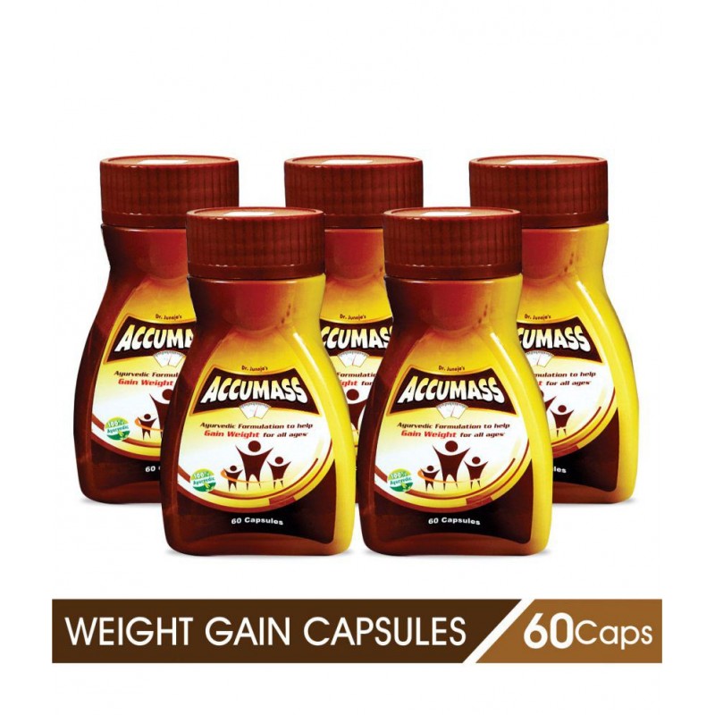 Accumass Weight Gain Capsules 60Caps, Pack of 5 (Ayurvedic Weight Gainer for Men & Women)