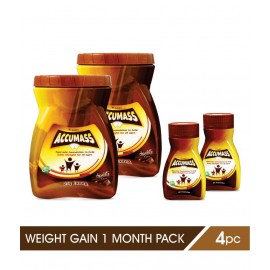 Accumass Weight Gainer 1 Month Combo Pack (2 Powders 525gm & 2 Capsules 60), Ayurvedic