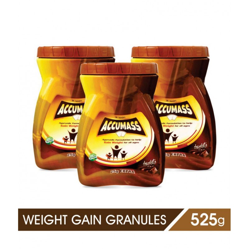 Accumass Weight Gainer Powder 525gm, Pack of 3 (Ayurvedic Weight Gainer for Men & Women)
