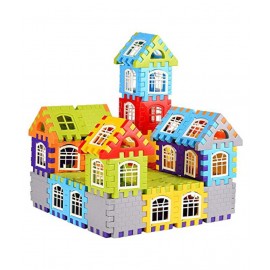 AdiChai 150 PCs and Additional Attractive Windows Medium Sized Happy Home House Building Blocks with Smooth Rounded Edges - Building Blocks Toys and Games for Kids (150 +) - Blocks Game