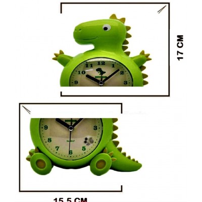 AdiChai Dinosaur Cartoon Table/Desk Twin Bell Alarm Clock with Light for Kids - Silent Analog Alarm Clock Loud Bell Alarm Table Clock for Heavy Sleepers, Dinosaur Cartoon Alarm Clock Random Colour - Set of 1