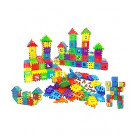 AdiChai Multi Colored 72 Pcs Mega Jumbo Happy Home House Building Blocks with Attractive Windows and Smooth Rounded Edges - Building Blocks Toys and Games for Kids (72 Blocks) - Blocks Game