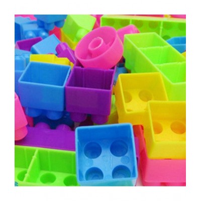 AdiChai Plastic 46 Pcs Blocks Play and Learn Building Blocks , 46 Pcs Including Wheels , Bag Packing, Best Gift Toy, Multicolor