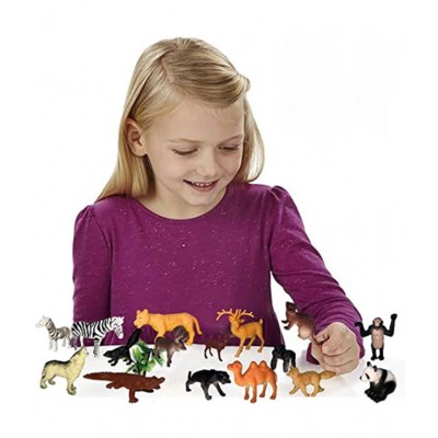 AdiChai Plastic Realistic The Animal Kingdom Toys Set Mini The Animal Kingdom Toys for Kids Multicolor