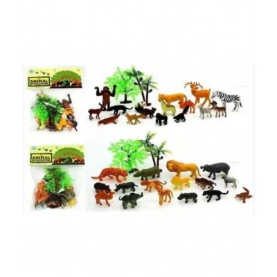 AdiChai Plastic Realistic The Animal Kingdom Toys Set Mini The Animal Kingdom Toys for Kids Multicolor