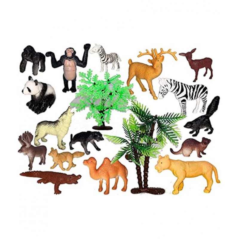 AdiChai Plastic Realistic The Animal Kingdom Toys Set Mini The Animal Kingdom Toys for Kids Multicolor