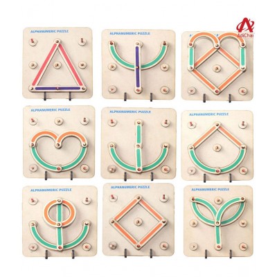 AdiChai Wooden Alphabets Numeric Puzzle Toys for Kids 3 4 5 Years | 50 Piece Wooden Construction Puzzles Board | Great Tool for Teaching Letters, Numbers & Common Shapes