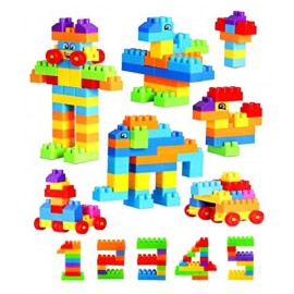 Adichai Building Blocks for Kids with Wheel, 80 Pieces, Multicolor