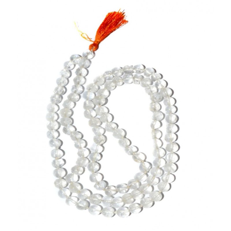 Aksaya Marketing White Glass Sphatik Mala
