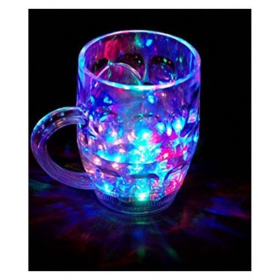 Amazing Light Changing Fibre Glass Beer Mug With Inductive Rainbow Color Disco Led 7 Colour Changing Liquid Activated Lights Multi Purpose Use Mug/Cup