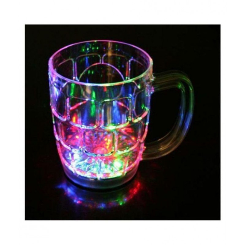 Amazing Light Changing Fibre Glass Beer Mug With Inductive Rainbow Color Disco Led 7 Colour Changing Liquid Activated Lights Multi Purpose Use Mug/Cup