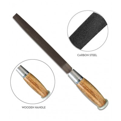 Amb File Wooden Handle Steel Cut Half Round 10 Inches
