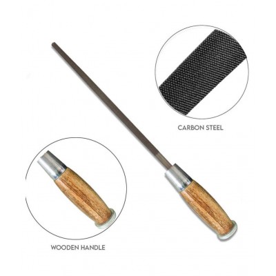 Amb File Wooden Handle Steel Cut Round 8 Inches