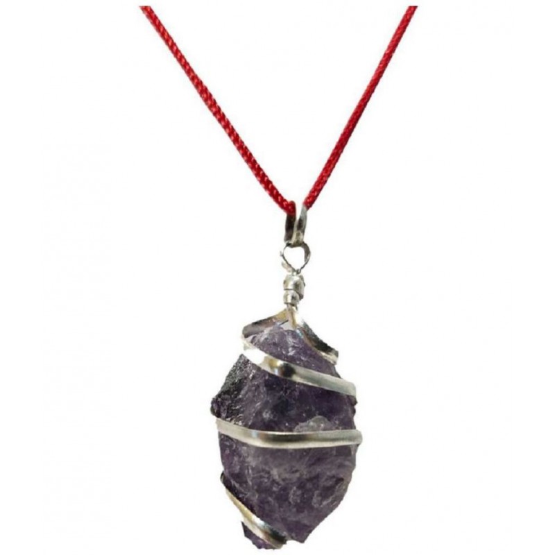 Amethyst Stone Pendant Natural Raw Rough Semi Precious Wire Wrapped Katela Stone Pendant Amethyst Stone