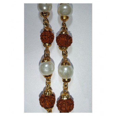 Amriteous Rudraksha with Copper Cape , White Moti With Copper Cape And  1 Big Rudraksha For Man And Woman