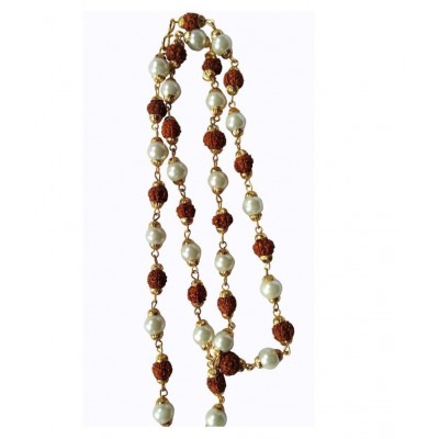Amriteous Rudraksha with Copper Cape , White Moti With Copper Cape And  1 Big Rudraksha For Man And Woman