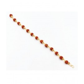 Arkam Gold Plated Rudraksha Bracelet Plain/ Rudraksha Bracelet for men and women / Five Mukhi Rudraksha Bracelet (Length: 8", 13 beads, Gold Plated Finish)