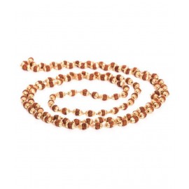Arkam Yellow Metal Capped Rudraksha Mala/ 100% Natural Rudraksha Mala with Yellow Metal Capping/ Original Rudraksha mala set in Yellow Metal (Size: 5mm, Beads: 108+1, Length: 40 inches)