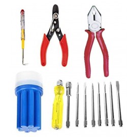 Arnav-4 Hand Tool Kit/Set Combo (Combination Plier 8-inch, Wirecutter 5.5", Line Tester, 8-Bits Screwdriver Set)