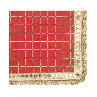 Asan Chowki with Border Emboidery - Red