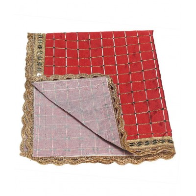 Asan Chowki with Border Emboidery - Red