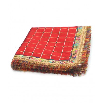 Asan Chowki with Emboidery - Red