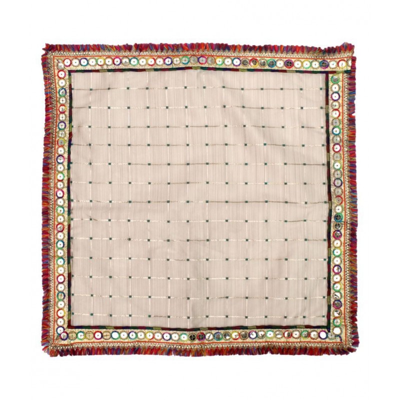 Asan Chowki with Emboidery - White