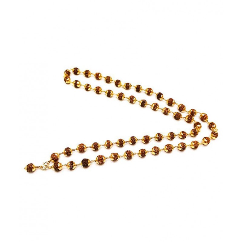 Ashree Gold Plated Rudraksha Mala 101 cms with One gram plated gold and rudraksh Rudraksha Pack of 1