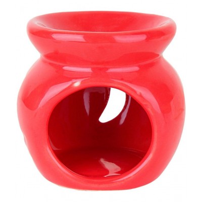 Asian Aura Ceramic Aroma Diffuser Oil Burner/ Warmer T-Light Candle Diffuser for Home Fragrance/ Office/ Restaurant with Aroma Oil (10 ml Aroma Oil in Fragrance of Rosy Romance & English Lavender ) Red Ceramic Pot