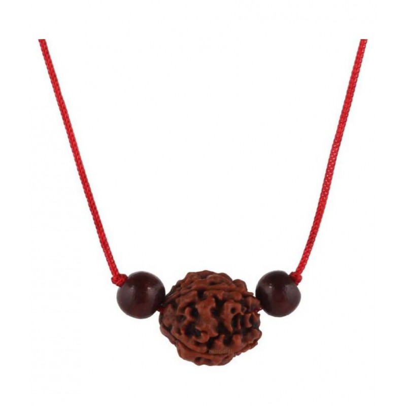 Astrodidi 5 Mukhi Rudraksha / Five Face Rudraksha With Red Chandan Beads